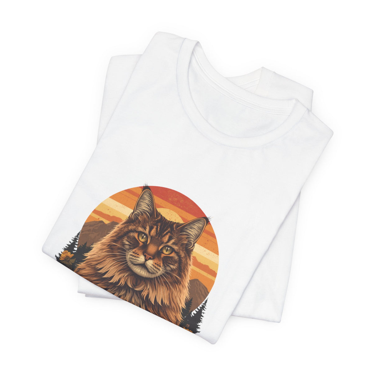 Maine Coon Mom Tee - Vintage Sunset Portrait