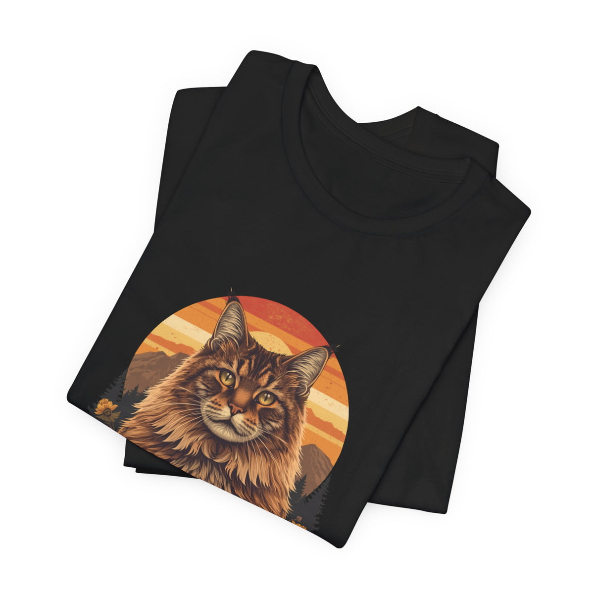 Maine Coon Mom Tee - Vintage Sunset Portrait