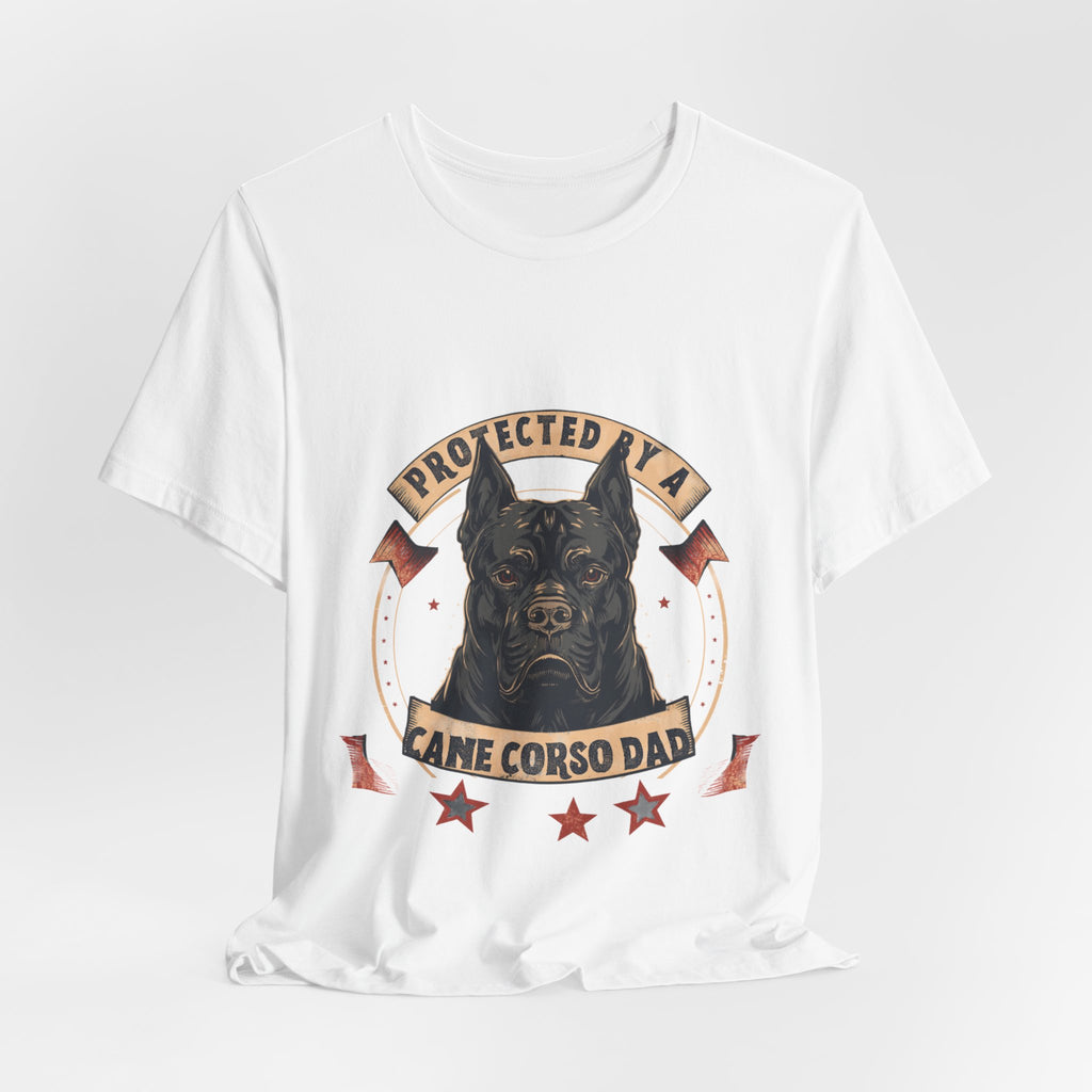 Protected By A Cane Corso Dad - Badge Graphic T-Shirt