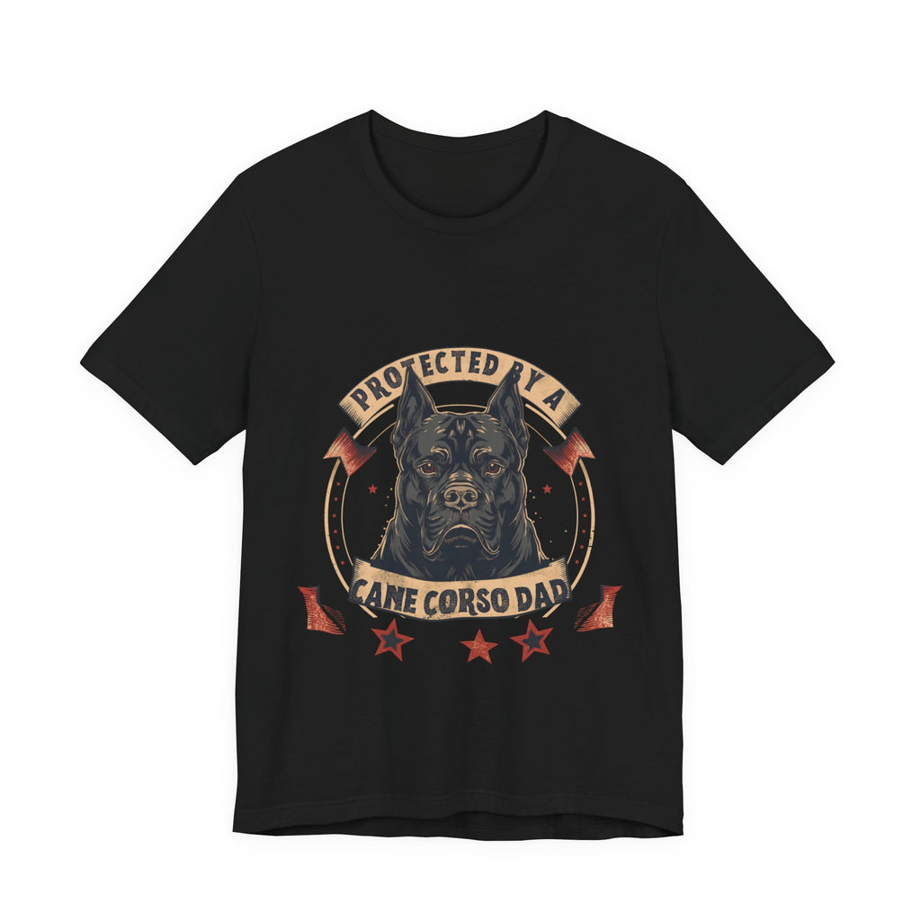 Protected By A Cane Corso Dad - Badge Graphic T-Shirt