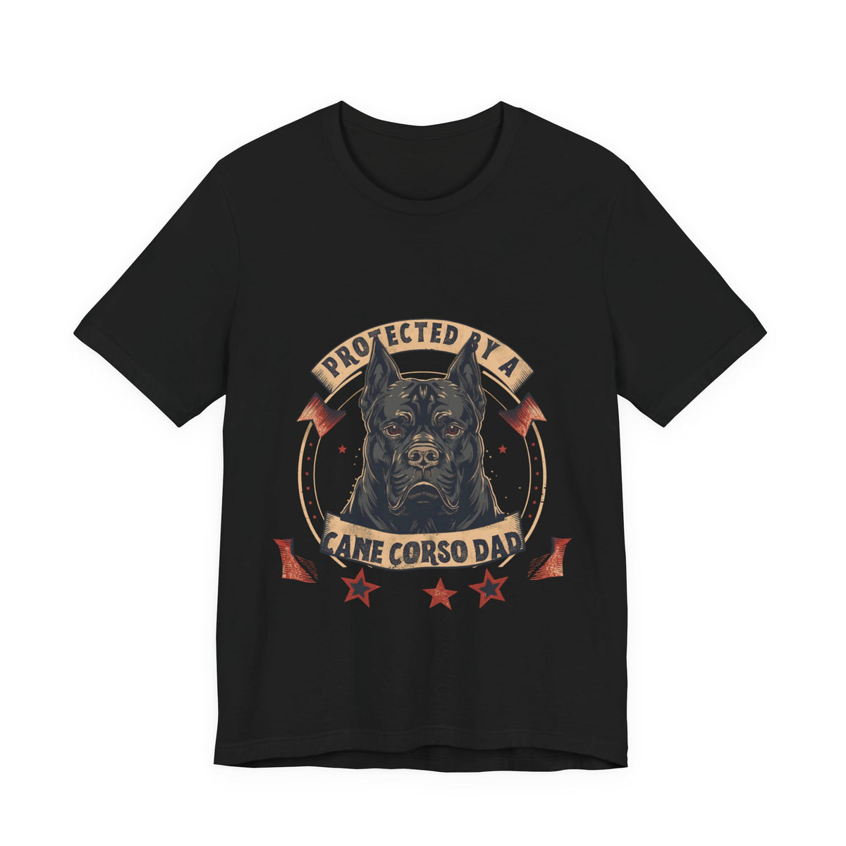 Protected By A Cane Corso Dad - Badge Graphic T-Shirt