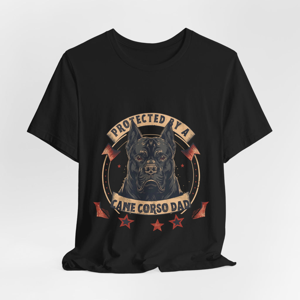 Protected By A Cane Corso Dad - Badge Graphic T-Shirt