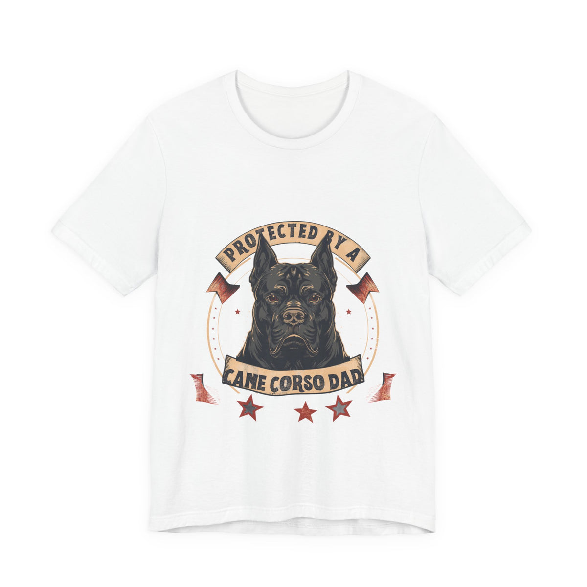 Protected By A Cane Corso Dad - Badge Graphic T-Shirt