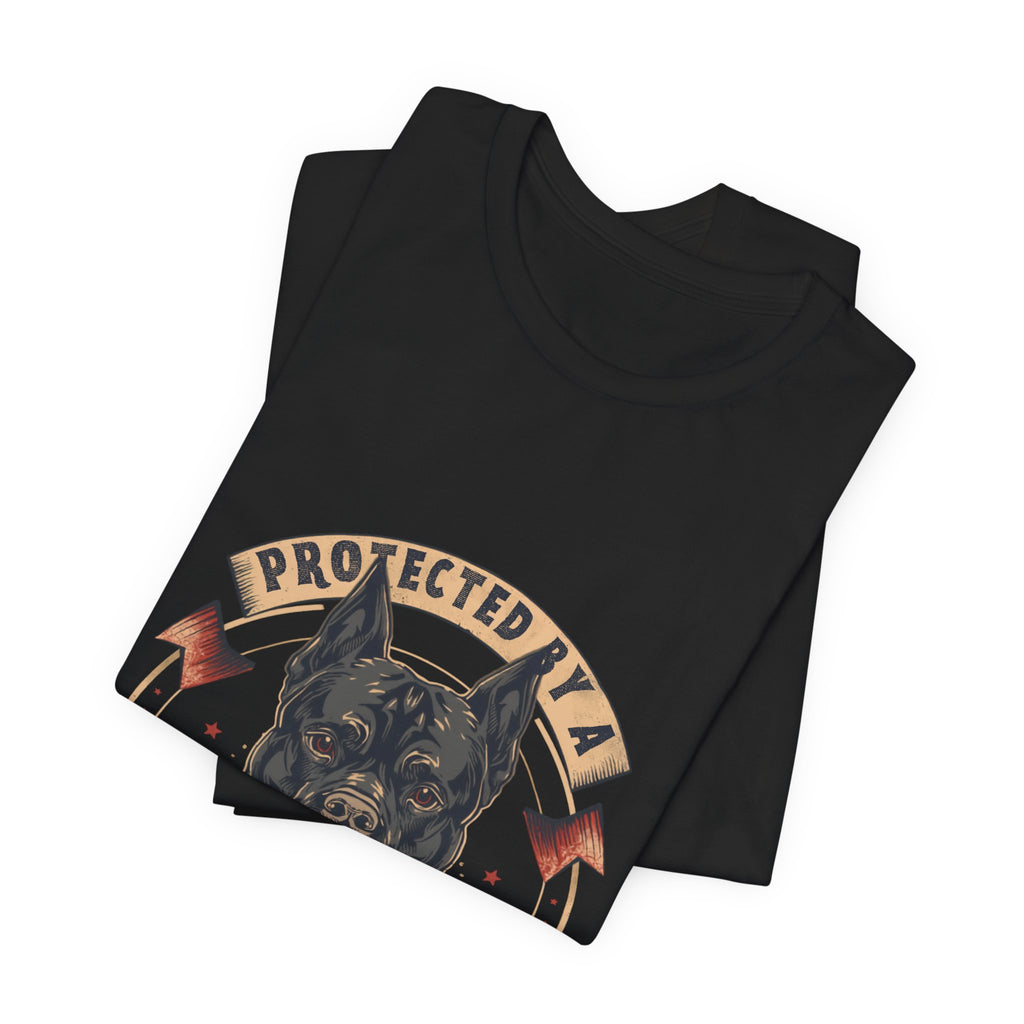 Protected By A Cane Corso Dad - Badge Graphic T-Shirt