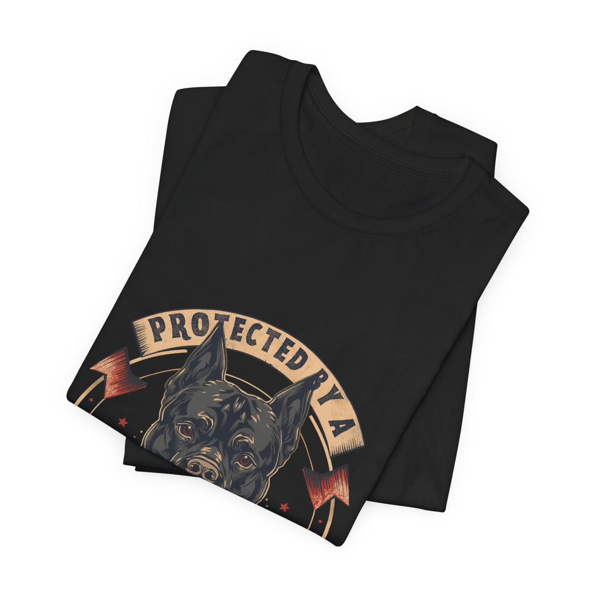Protected By A Cane Corso Dad - Badge Graphic T-Shirt